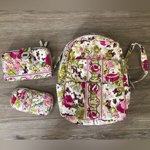 Vera Bradley Backpack, Wallet, cellphone or glasses case set
